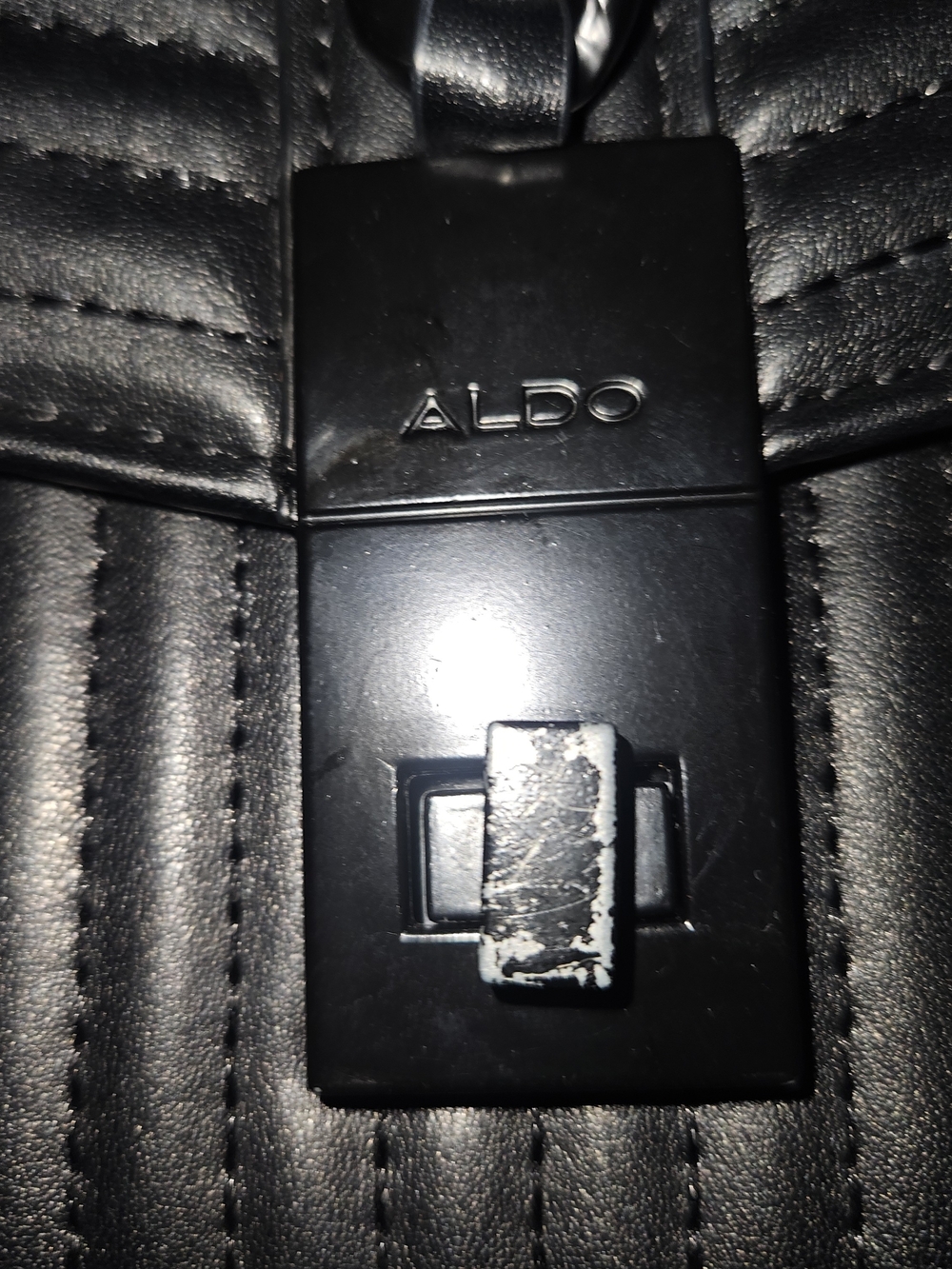ALDO Quilted Black Chain Top-Handle Shoulder Bag - Picture 4 of 8